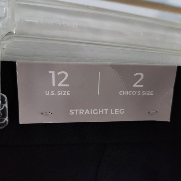CHICO'S Straight Leg Crop Flat Front Hi-Rise Size 2 (12 Reg) Black 24 ½" Inseam - Picture 5 of 11